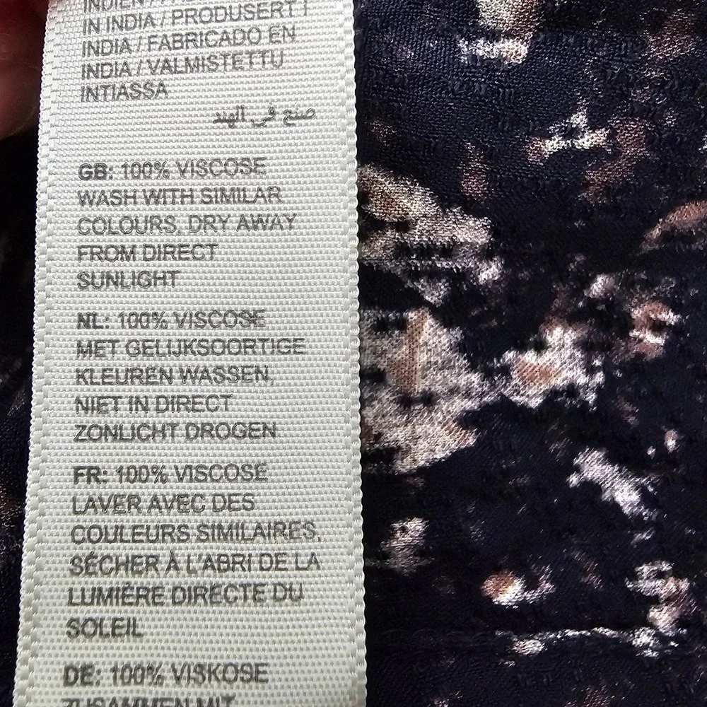 FatFace Libby Black Brown Patterned Maxi/Midi Dress 14R Cottagecore Boho Pockets